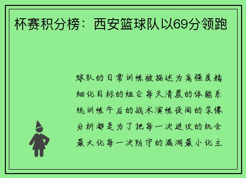 杯赛积分榜：西安篮球队以69分领跑